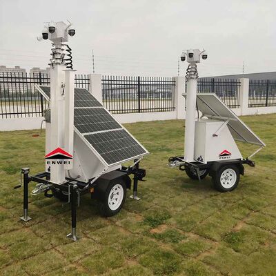 環境モニタリングと一時的なセキュリティ展開のために設計された太陽光発電の携帯監視トレーラー